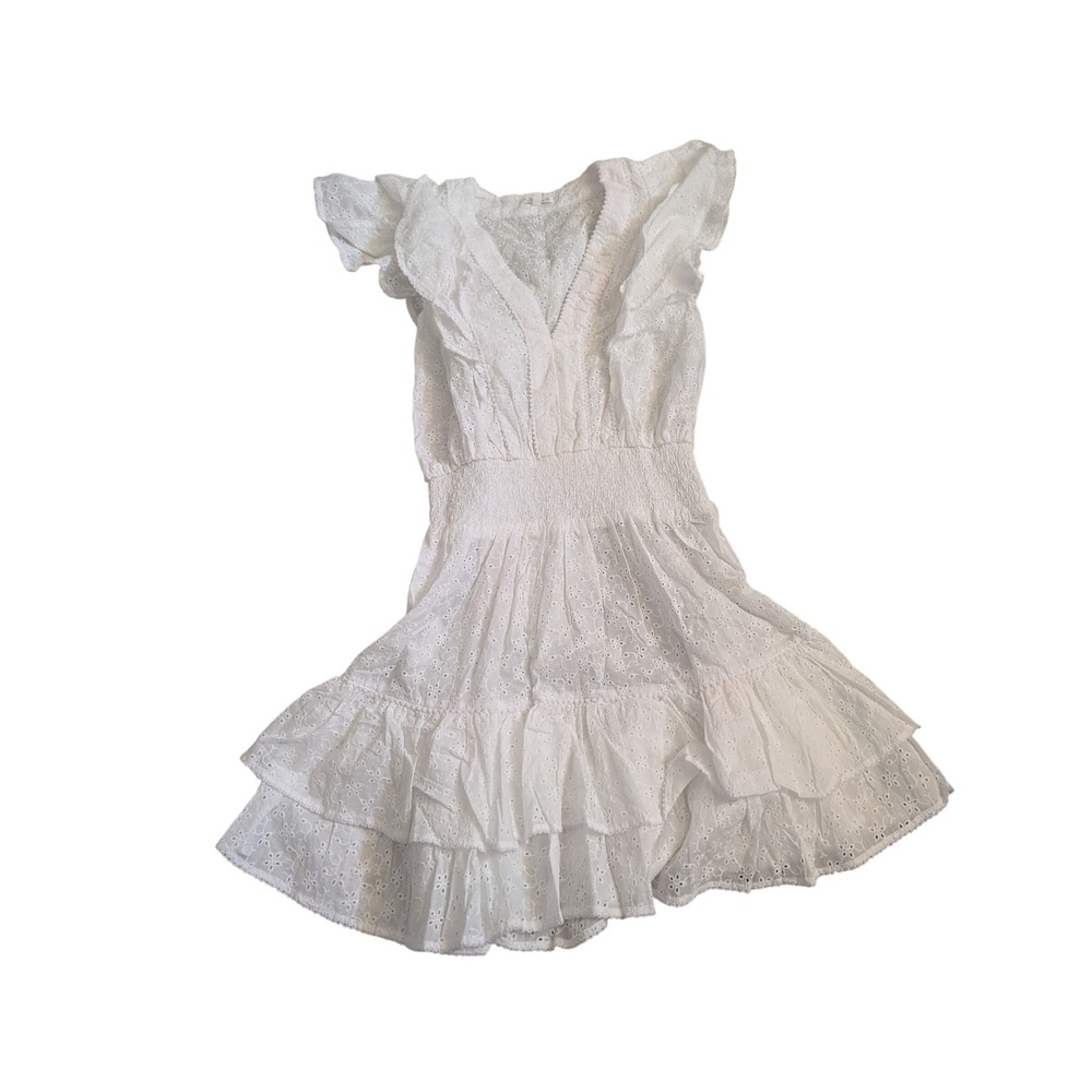 Poupette St Barth Camila Broderie Anglaise Mini Dress White 100% Cotton XS NEW - Picture 4 of 10